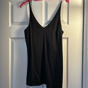 AYR Black silk spaghetti strap split side cami